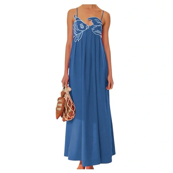 Commense | Dresses | Commense Embroidered Fish Cami Dress Color Blue Nwt Zipper Straps | Poshmark Commense | Dresses | Commense Embroidered Fish Cami Dress Color Blue Nwt Zipper Straps | Poshmark